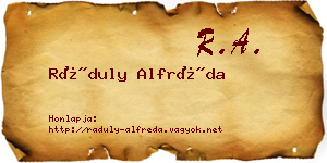 Ráduly Alfréda névjegykártya